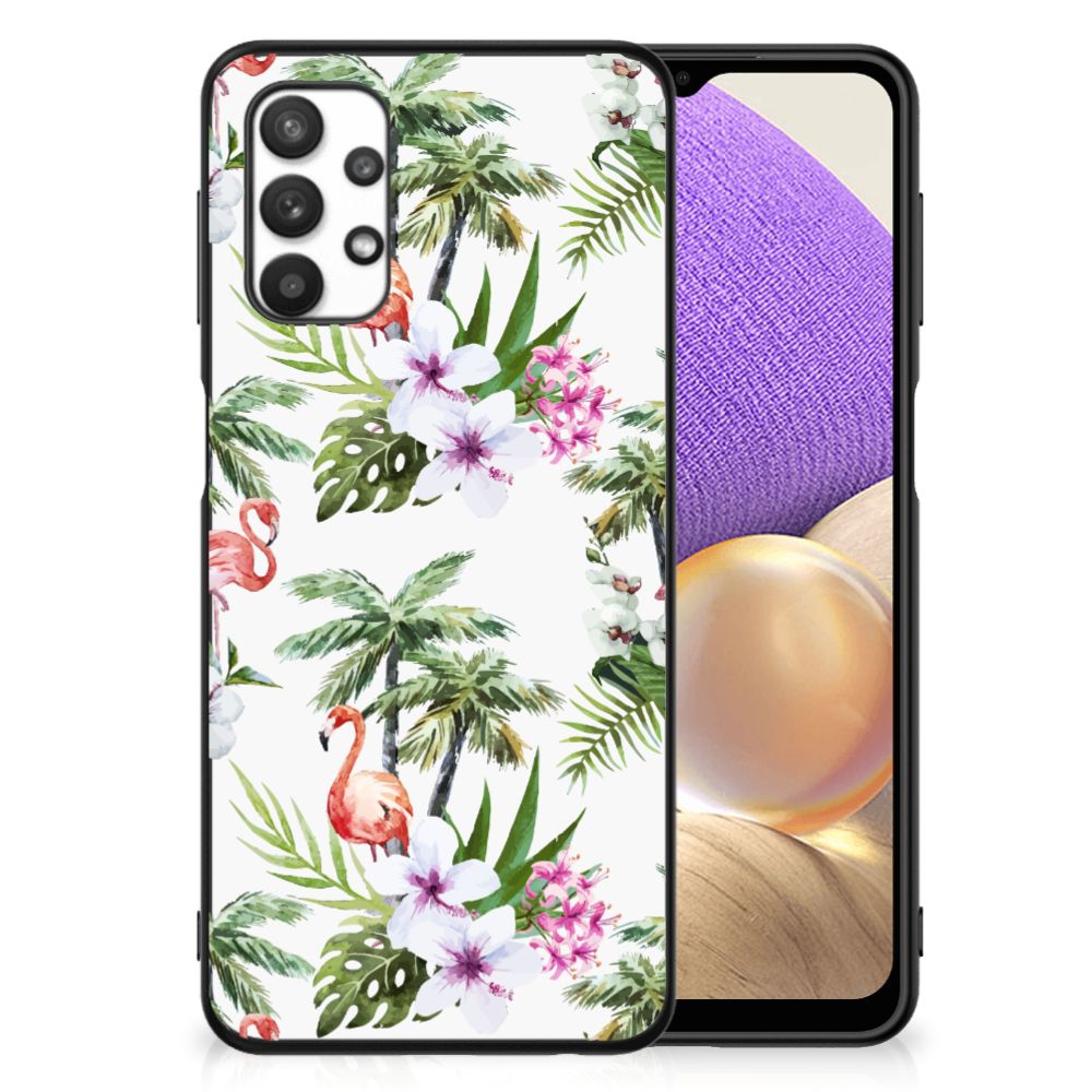 Samsung Galaxy A32 5G Dierenprint Telefoonhoesje Flamingo Palms