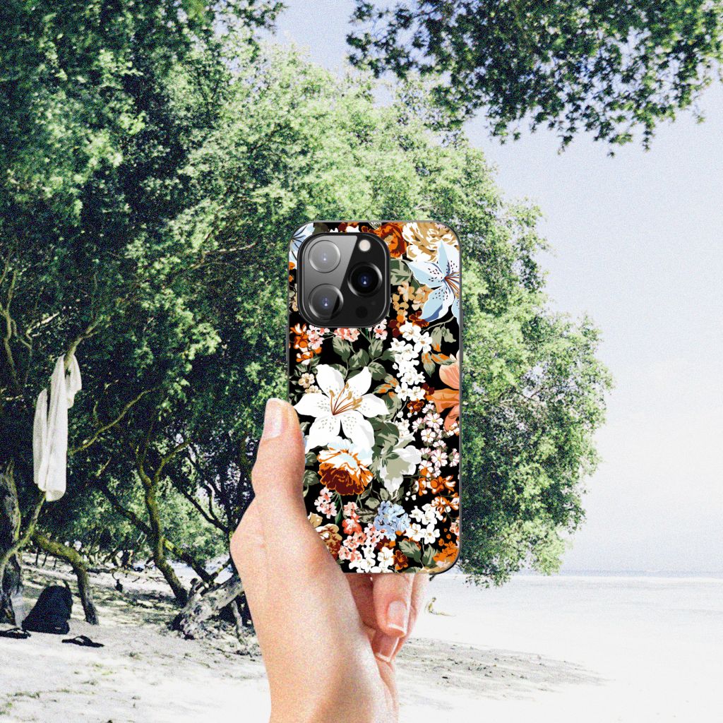 Bloemen Hoesje voor iPhone 14 Pro Dark Flowers B2C Telecom