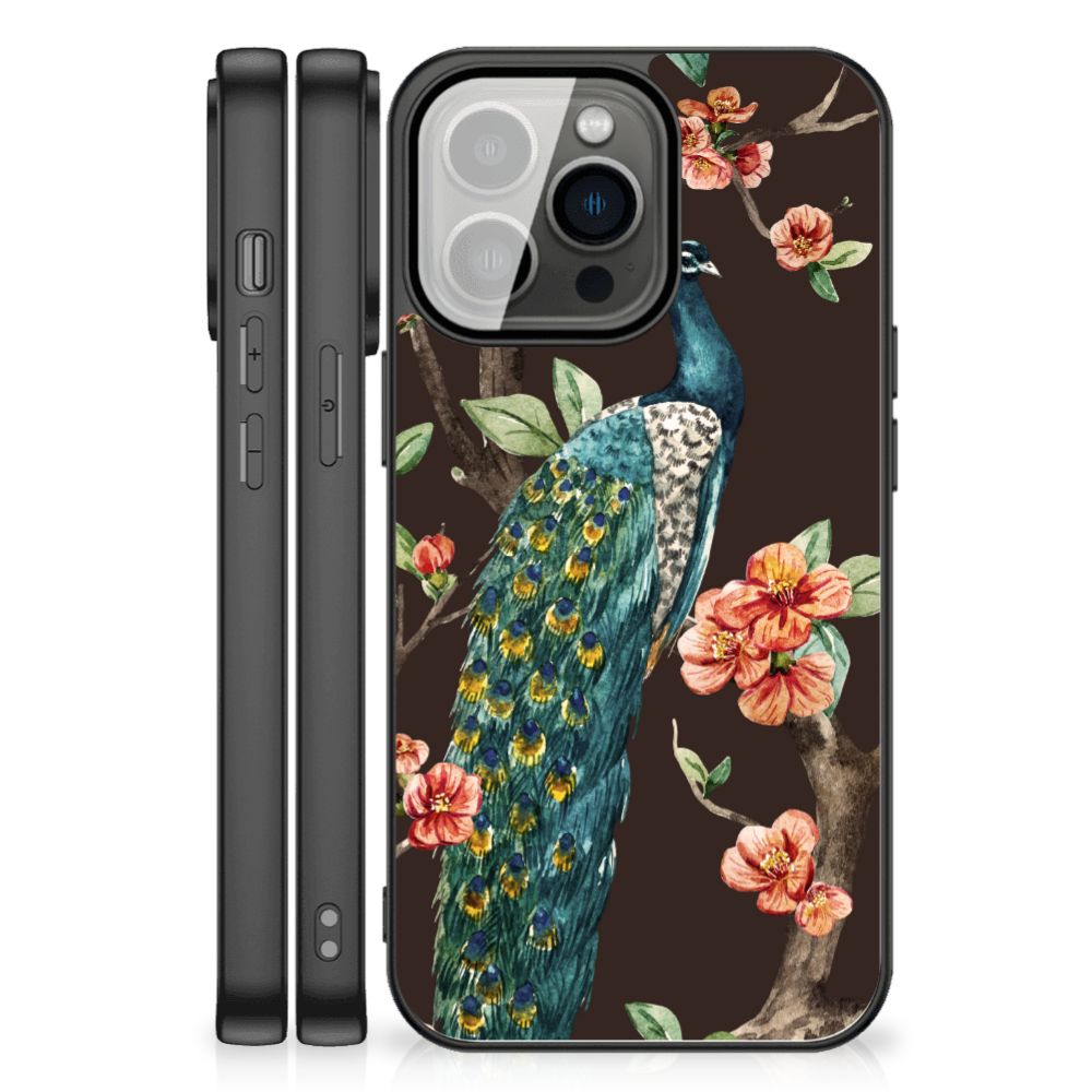 iPhone 13 Pro Max Dierenprint Telefoonhoesje Pauw met Bloemen B2C Telecom