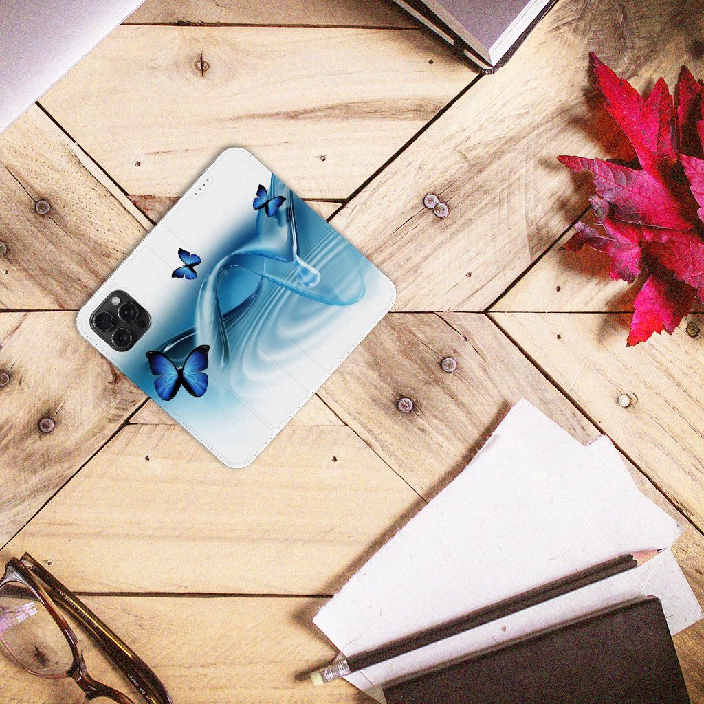 iPhone 15 Pro Max Hoesje maken Vlinders met blauwe vlinders op een stijlvolle opstelling 📱🦋