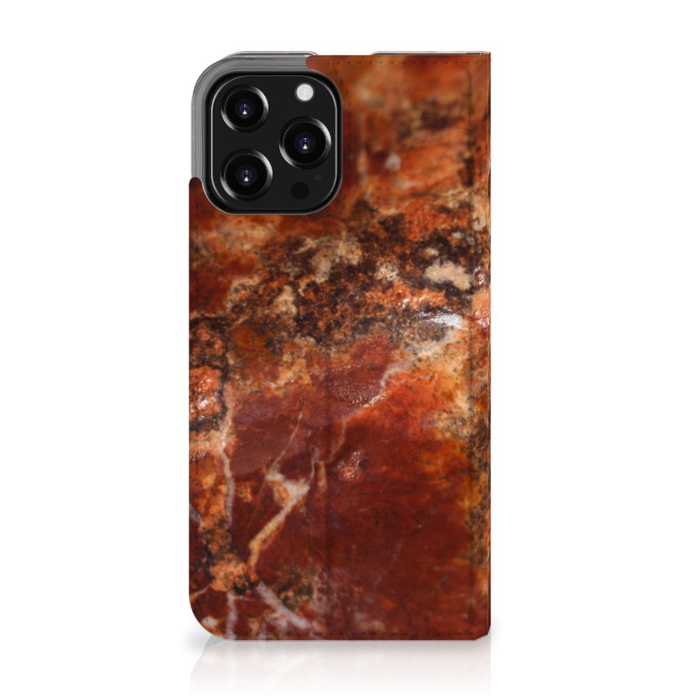 iPhone 13 Pro Max Standcase Marmer Bruin met een uniek design van bruin marmer