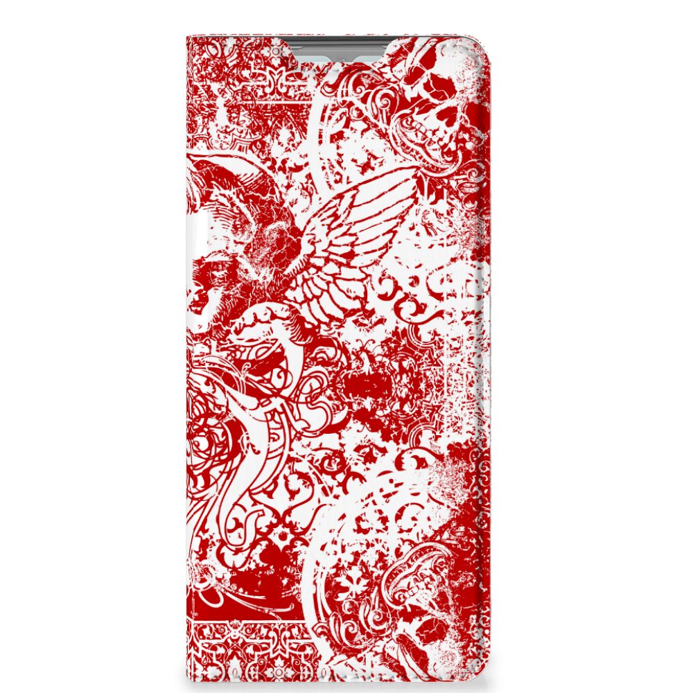 Mobiel BookCase OPPO Reno3 | A91 Angel Skull Rood - B2C Telecom