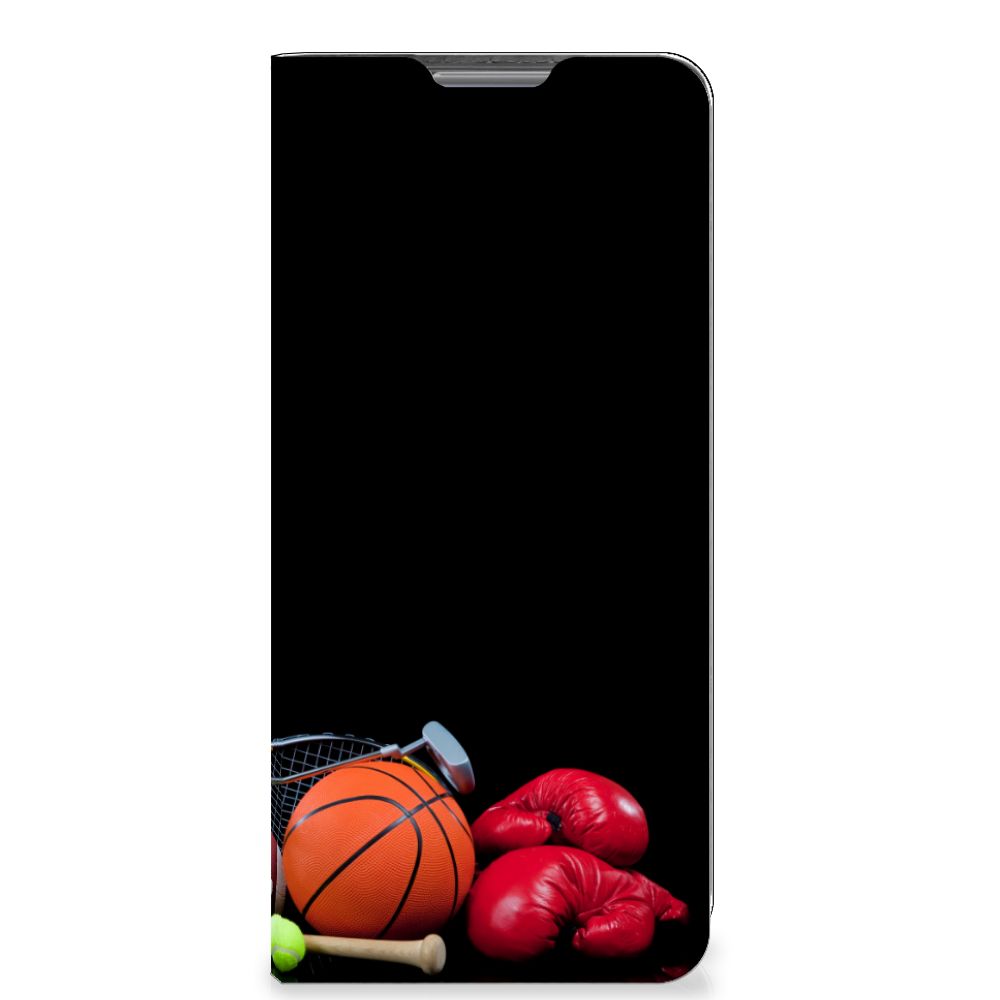 Xiaomi 12 Pro Hippe Standcase Sports with basketball, boxing gloves, and tennis equipment design.