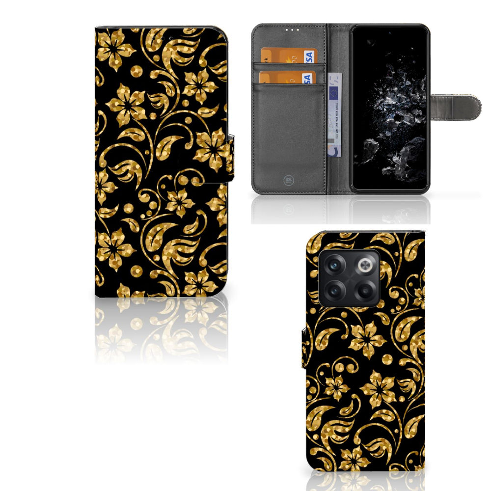 OnePlus 10T Hoesje Gouden Bloemen