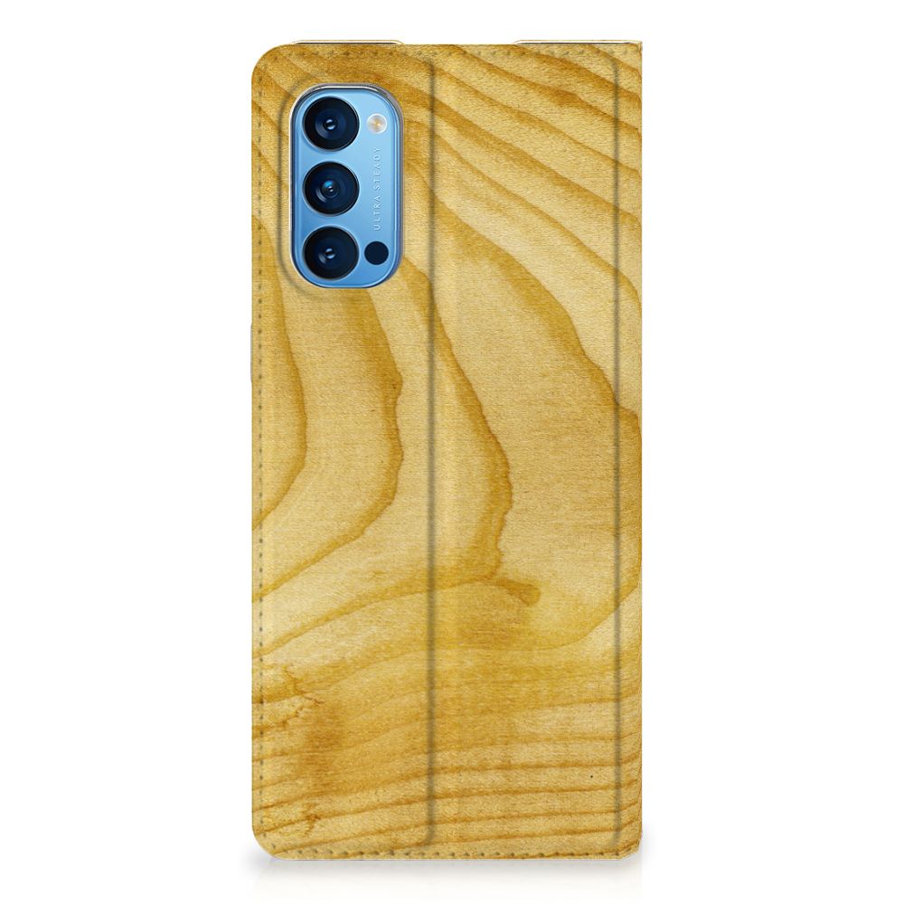 OPPO Reno4 Pro 5G Book Wallet Case Licht Hout - B2C Telecom