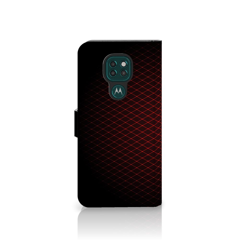 Motorola Moto G9 Play | E7 Plus Telefoon Hoesje Geruit Rood met minimalistisch ontwerp en ruimte voor pasjes.