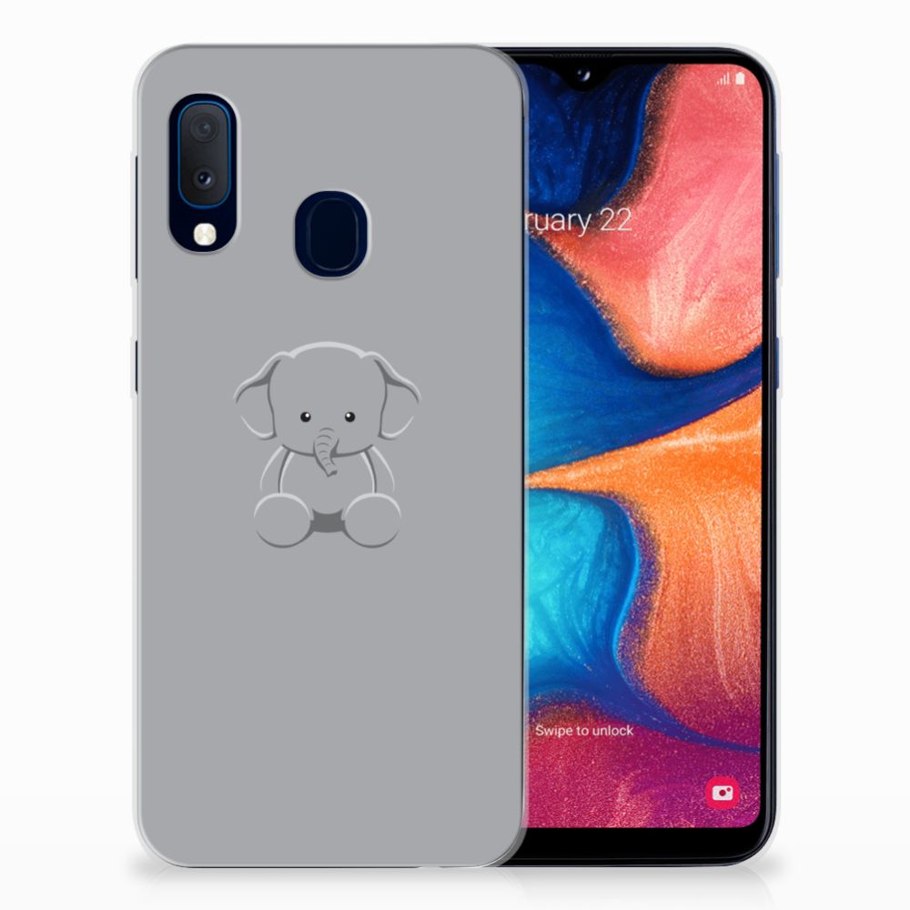 Samsung Galaxy A20e Telefoonhoesje met Naam Grijs Baby Olifant