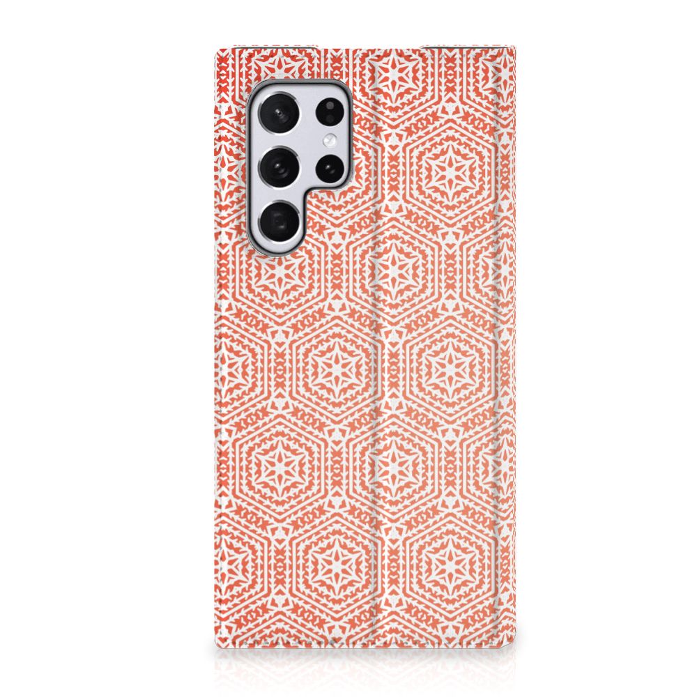 Samsung Galaxy S22 Ultra Hoesje met Magneet Pattern Orange - B2C Telecom