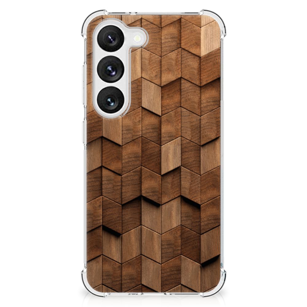 Stevig Telefoonhoesje voor Samsung Galaxy S23 Wooden Cubes B2C Telecom