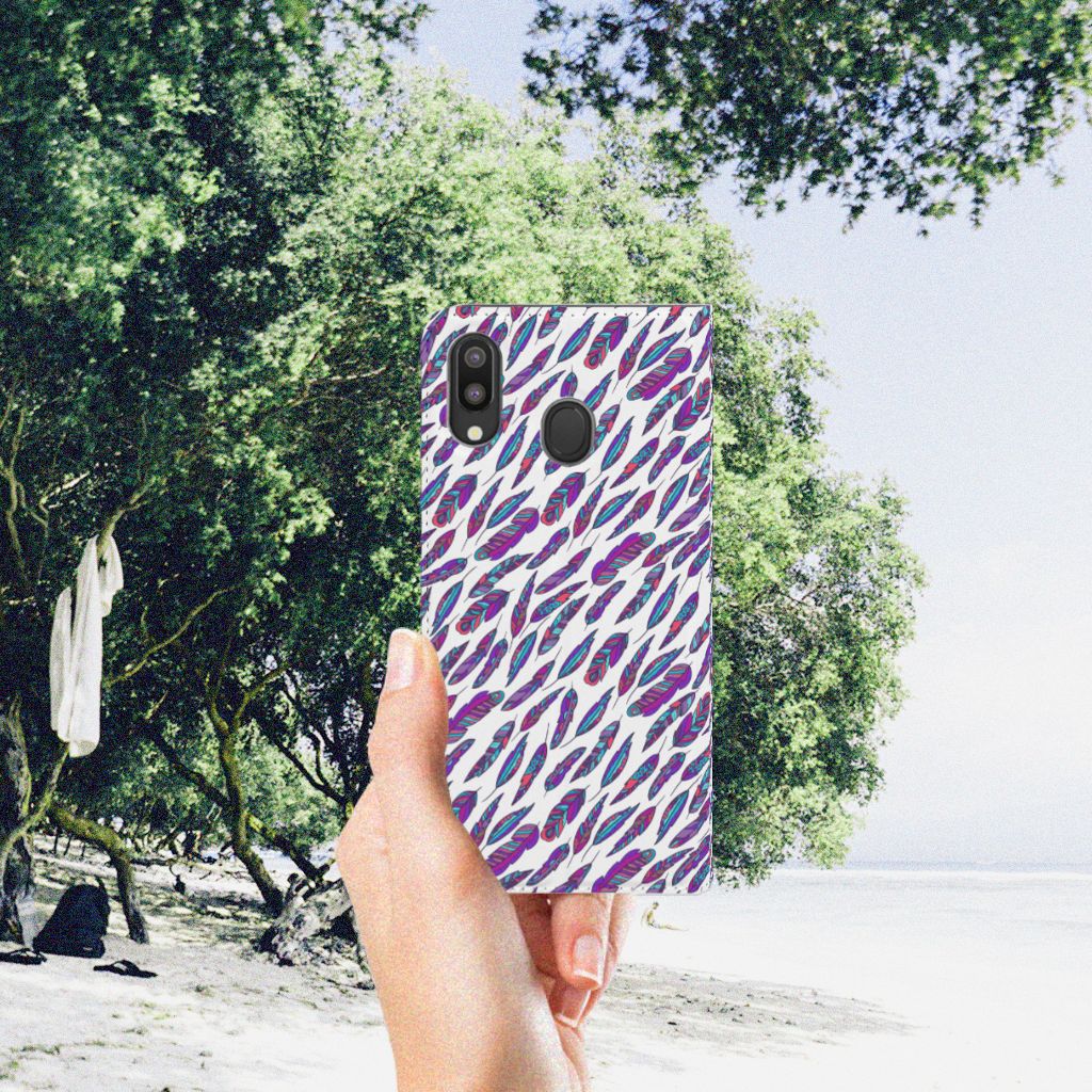 Samsung Galaxy M20 Hoesje met Magneet Feathers Color
