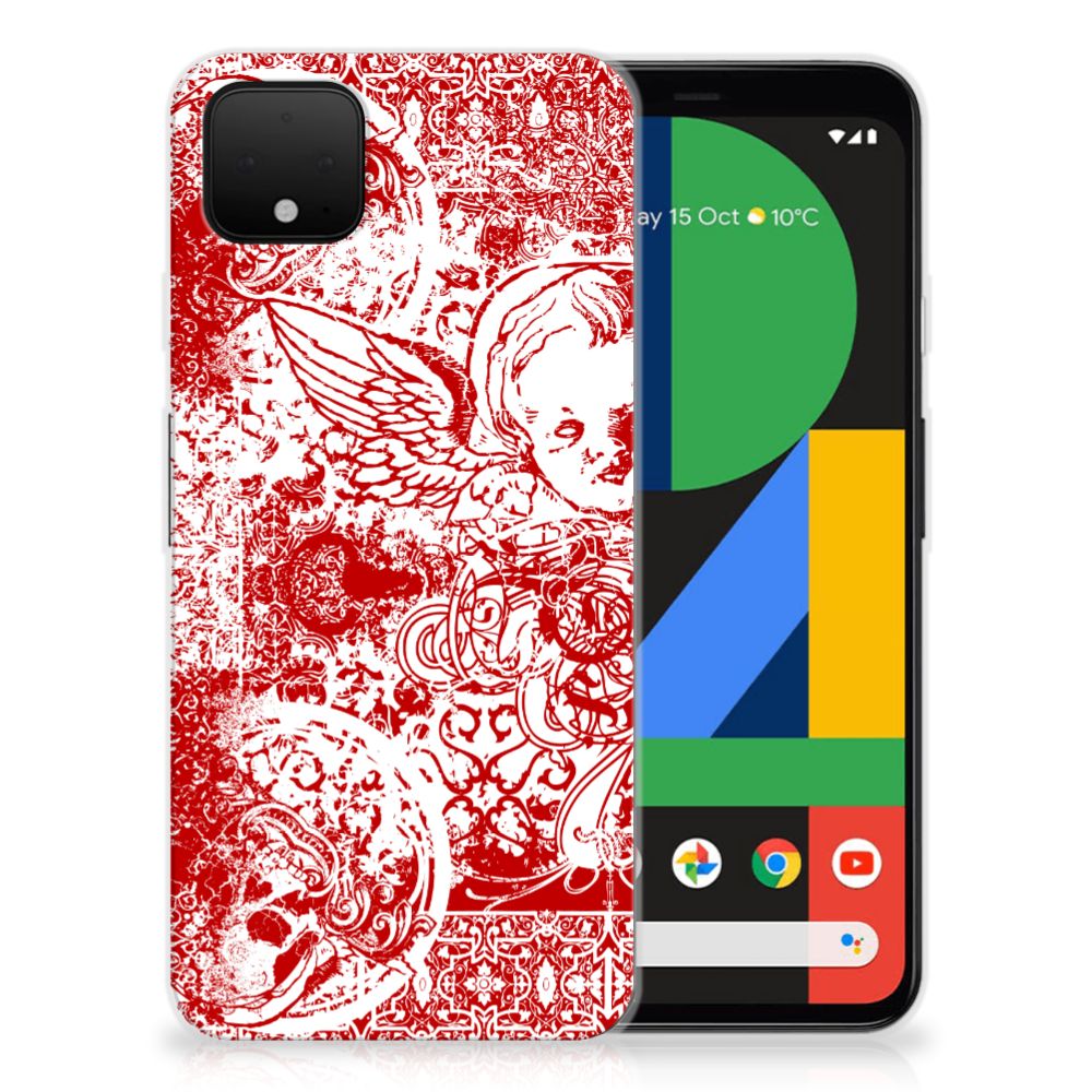 Silicone Back Case Google Pixel 4 XL Angel Skull Rood