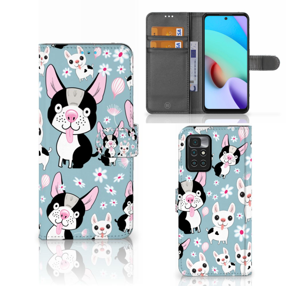 Xiaomi Redmi 10 Telefoonhoesje met Pasjes Hondjes