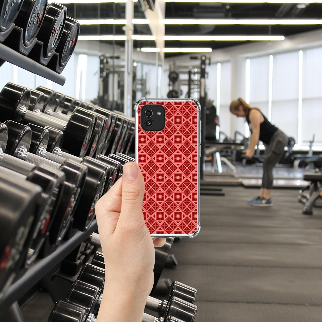 Samsung Galaxy A03 Doorzichtige Silicone Hoesje Batik Rood B2C Telecom