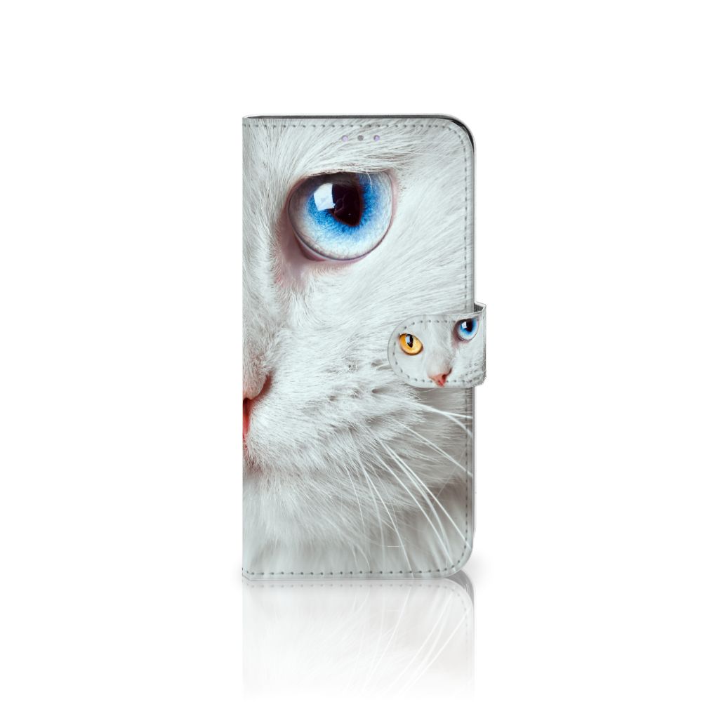Samsung Galaxy A31 Telefoonhoesje met Pasjes Witte Kat