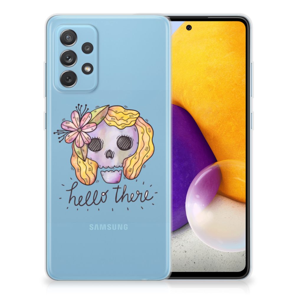 Silicone Back Case Samsung Galaxy A72 Boho Skull