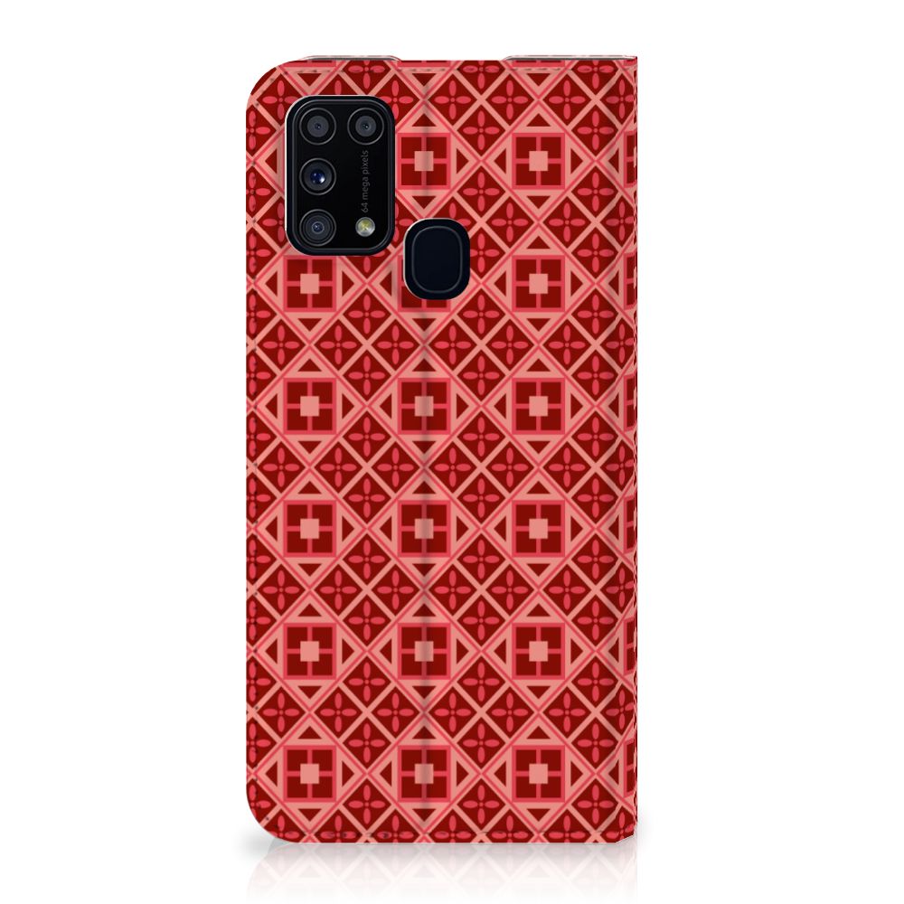 Samsung Galaxy M31 Hoesje met Magneet Batik Rood - B2C Telecom