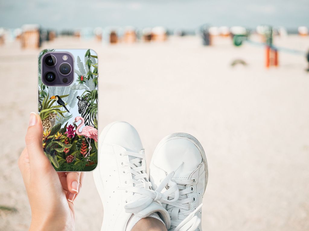 TPU Hoesje voor Apple iPhone 14 Pro Jungle met tropisch ontwerpen en dieren 🌴