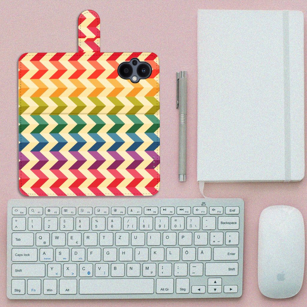 OPPO Reno 8 Lite | OnePlus Nord N20 Telefoon Hoesje Zigzag Multi Color