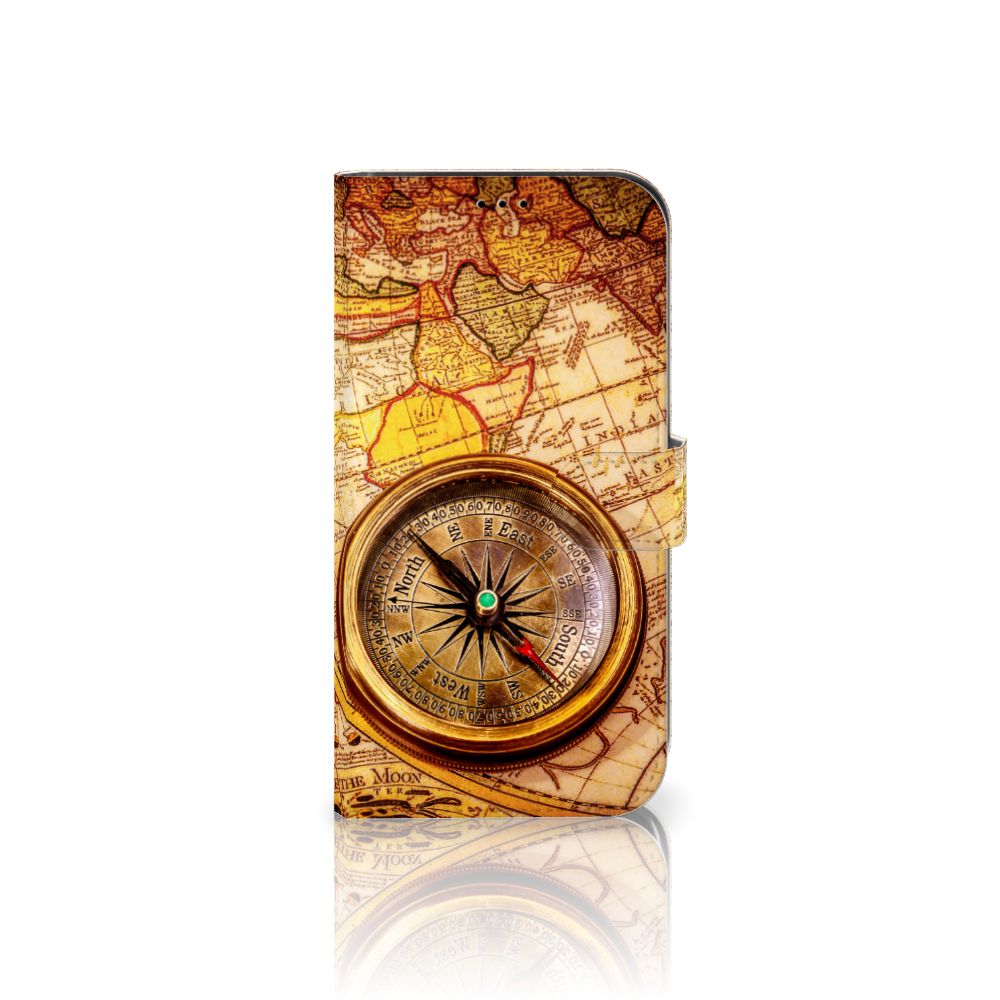 iPhone 13 Pro Max Flip Cover Kompas met een vintage kaart en kompasdesign 🧭