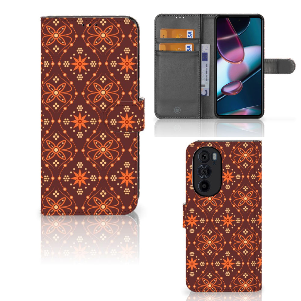 Motorola Edge 30 Pro Telefoon Hoesje Batik Brown