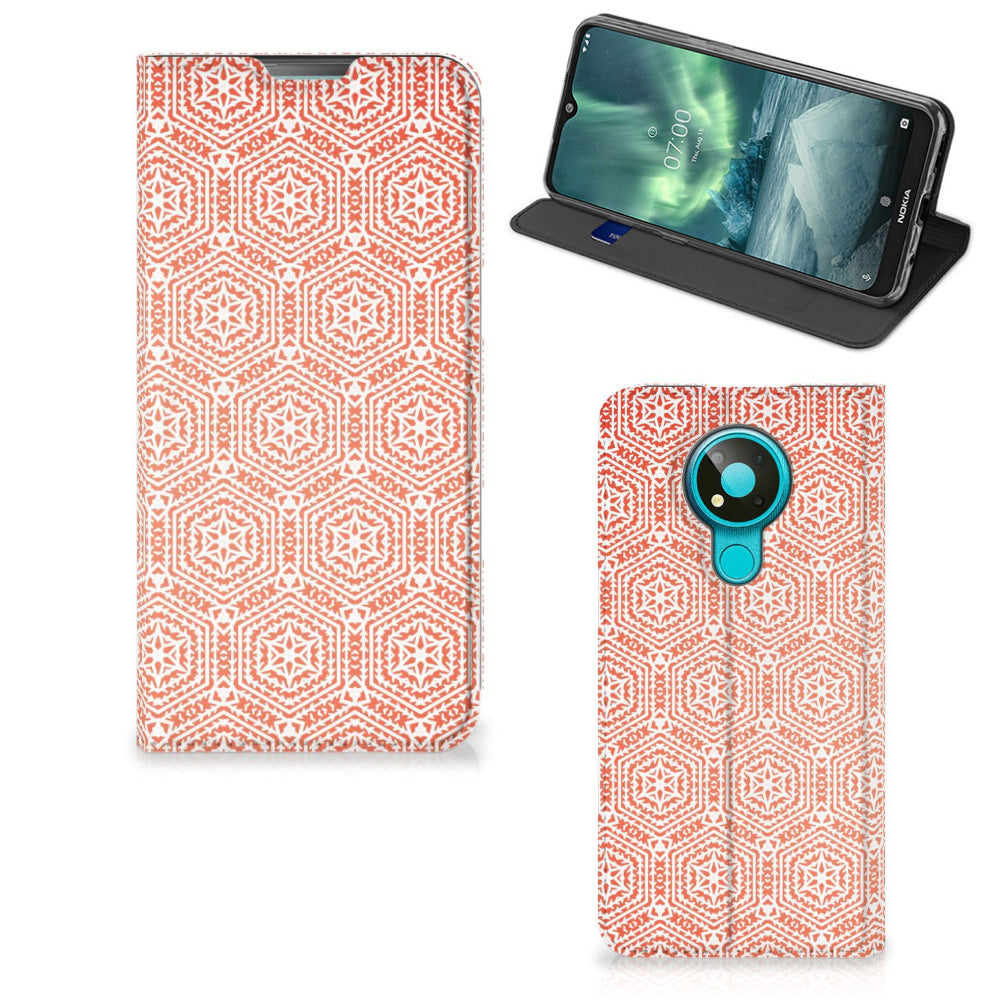 Nokia 3.4 Hoesje met Magneet Pattern Orange