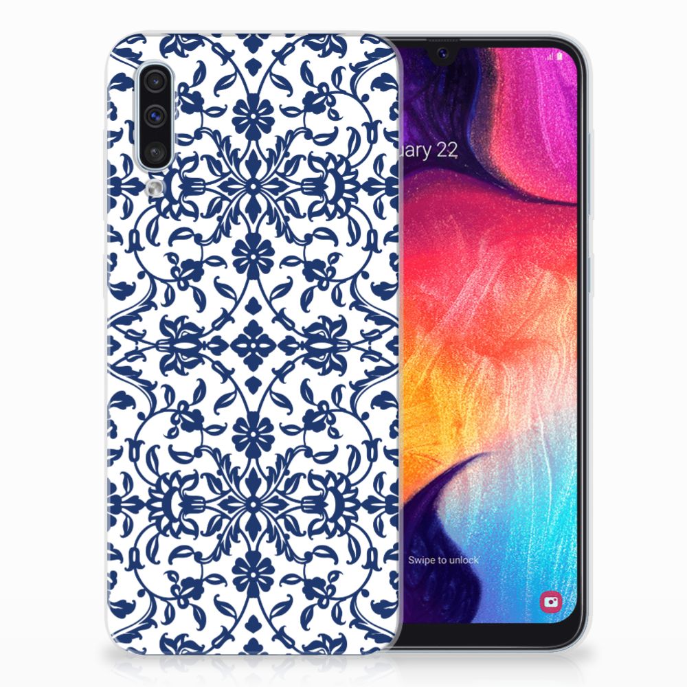 Samsung Galaxy A50 TPU Case Flower Blue