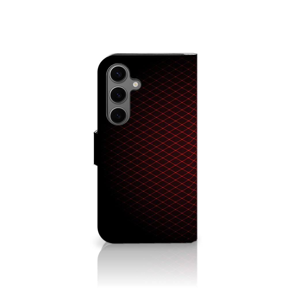 Samsung Galaxy S25 Telefoon Hoesje Geruit Rood met zwart-rood ruitpatroon