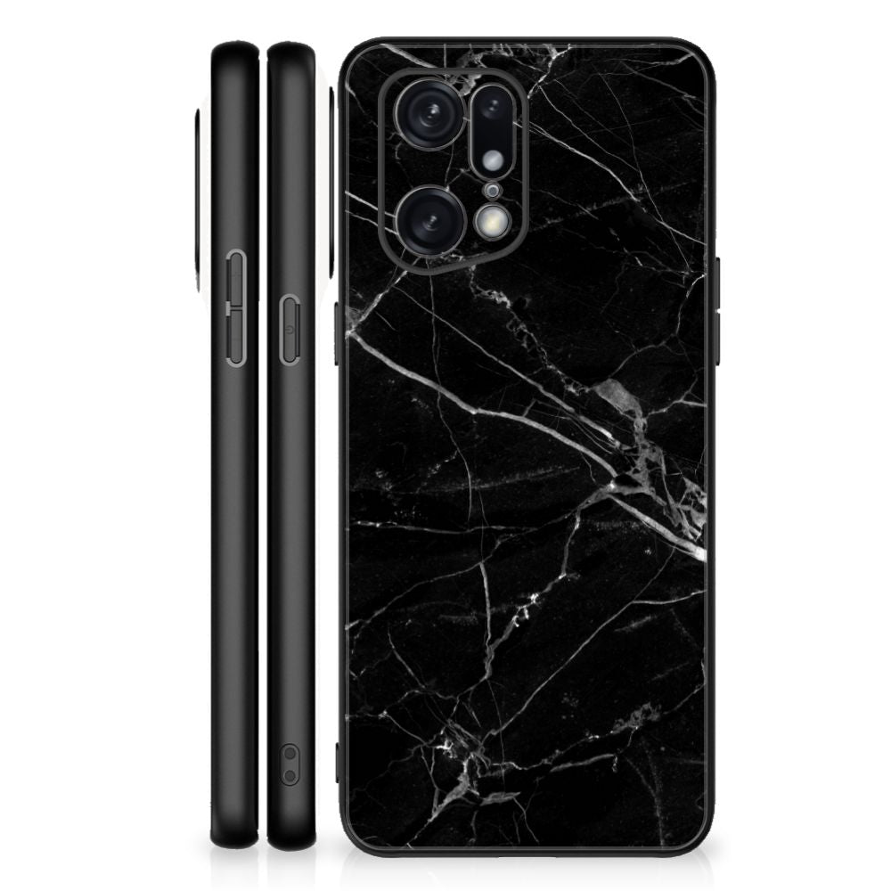 OPPO Find X5 Pro Marmeren Print Telefoonhoesje Marmer Zwart - Origineel Cadeau Vader