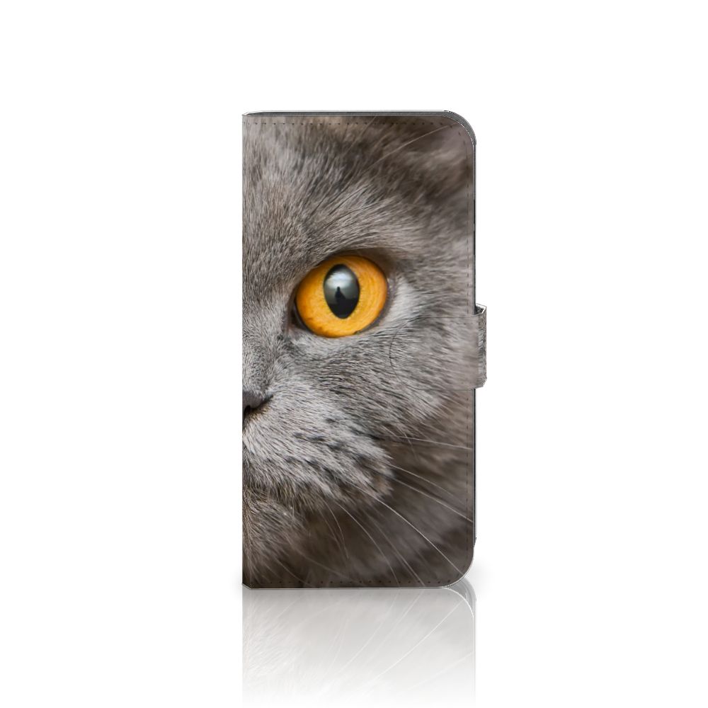 Telefoonhoesje met Pasjes Samsung Galaxy A25 Britse Korthaar met indrukwekkende kattenblik
