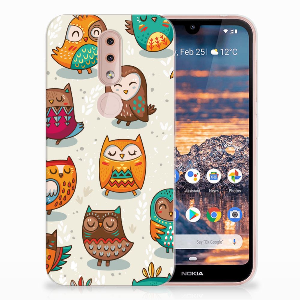 Nokia 4.2 TPU Hoesje Vrolijke Uilen