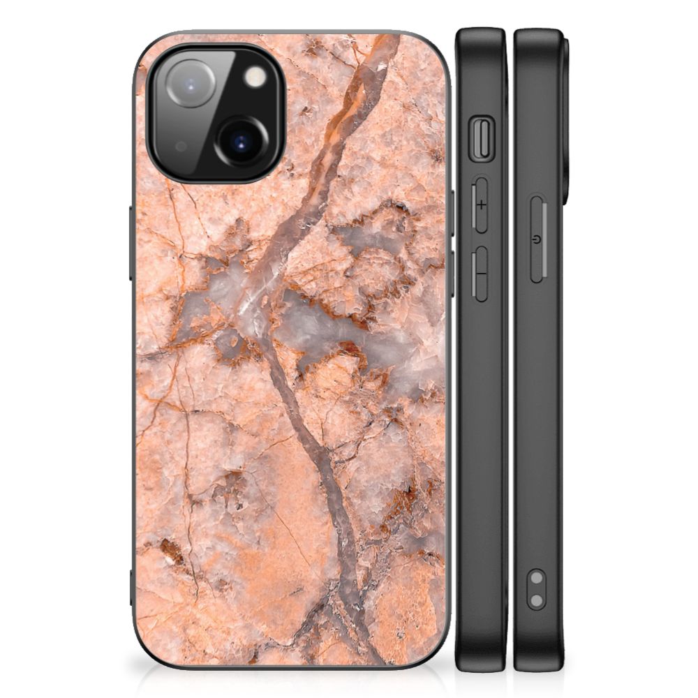 Apple iPhone 13 Marmeren Print Telefoonhoesje Marmer Oranje B2C Telecom