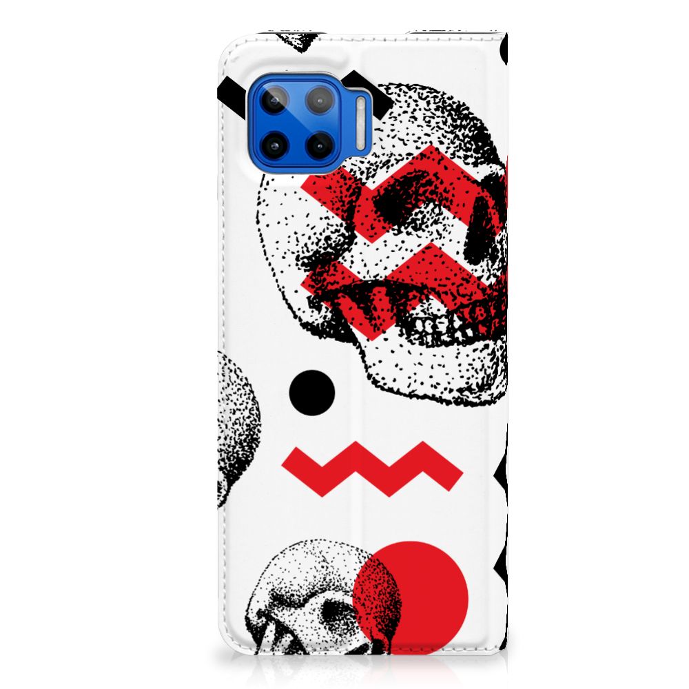 Mobiel BookCase Motorola Moto G 5G Plus Skull Red - B2C Telecom