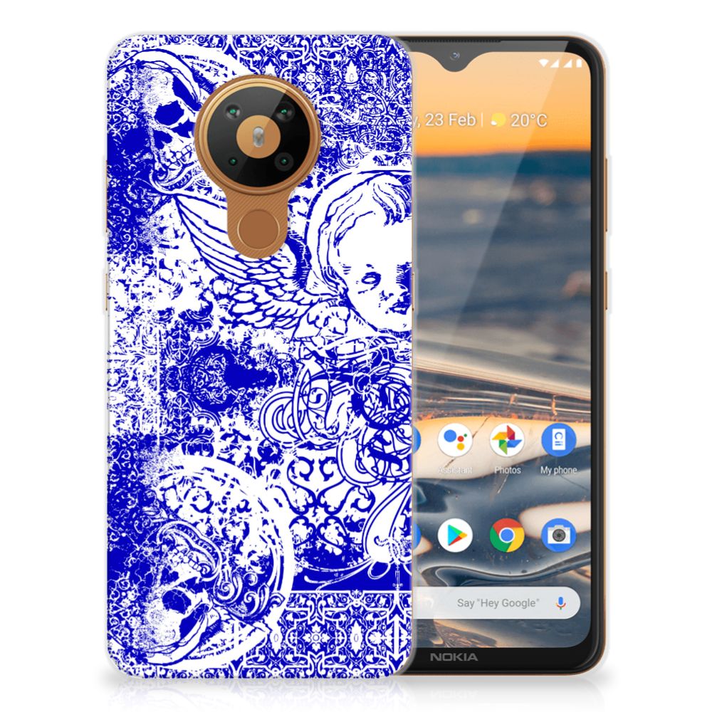 Silicone Back Case Nokia 5.3 Angel Skull Blauw B2C Telecom