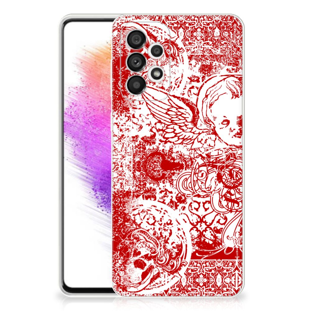 Silicone Back Case Samsung Galaxy A73 5G Angel Skull Rood B2C Telecom