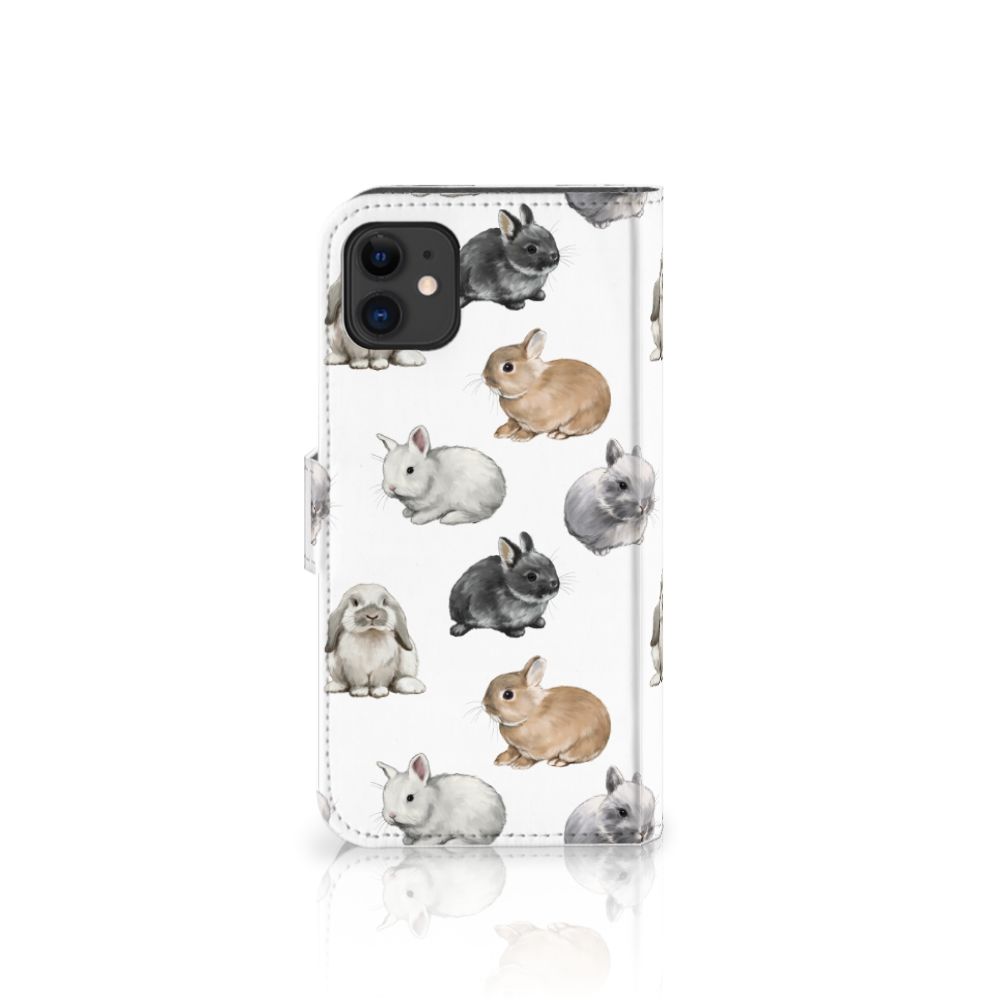 Telefoonhoesje met Pasjes voor Apple iPhone 11 Konijntjes met schattige konijnenprint.