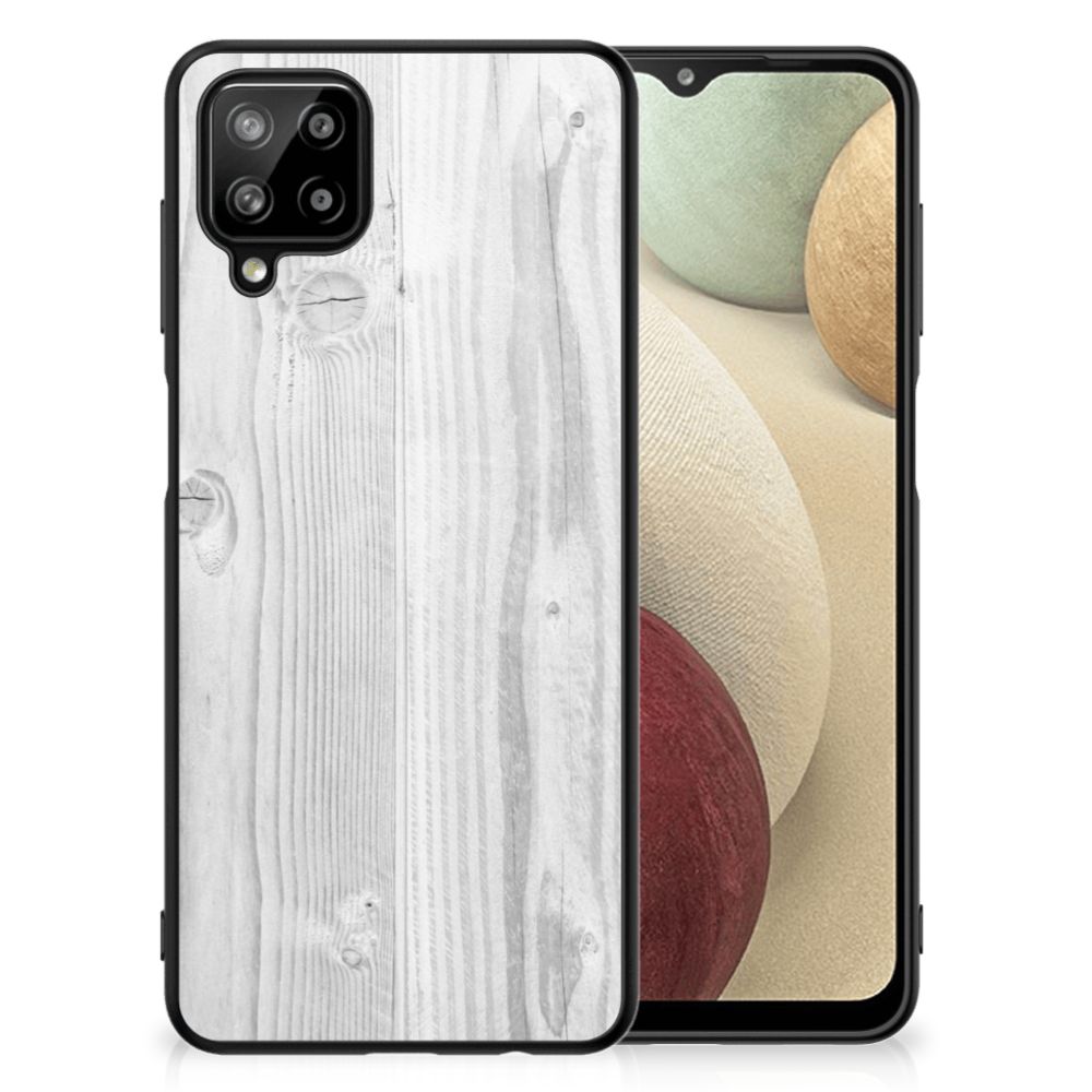 Samsung Galaxy A12 Houten Print Telefoonhoesje White Wood