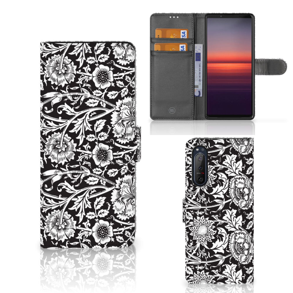 Sony Xperia 5II Hoesje Black Flowers