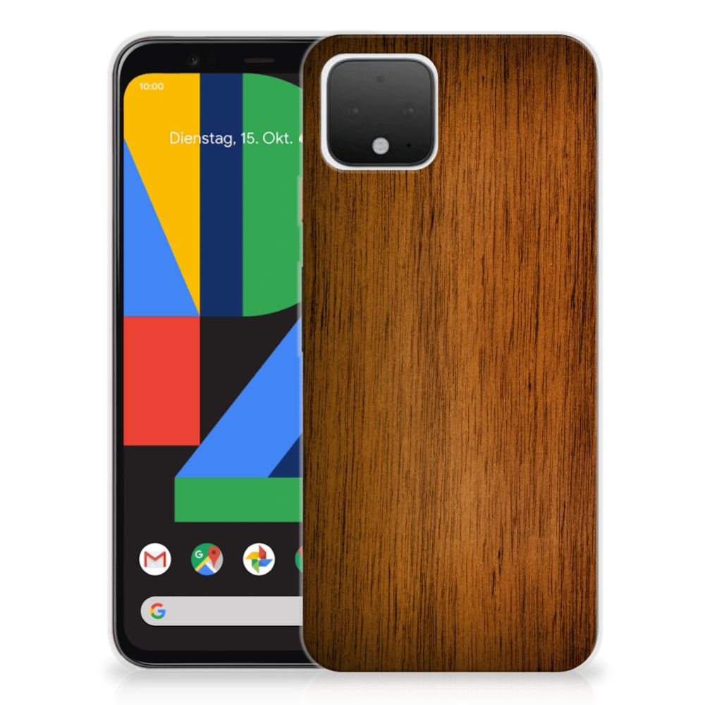 Google Pixel 4 Bumper Hoesje Donker Hout