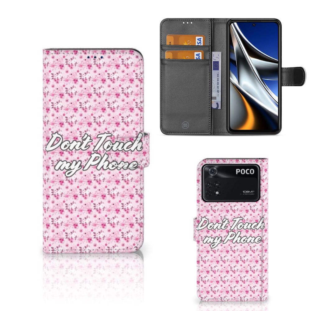 Xiaomi Poco X4 Pro 5G Portemonnee Hoesje Flowers Pink DTMP