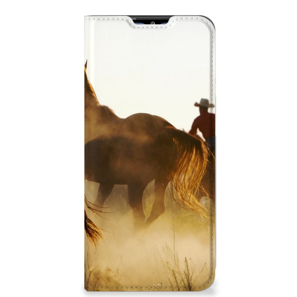 Samsung Galaxy M02s | A02s Hoesje maken Design Cowboy met afbeelding van een cowboy en paarden.
