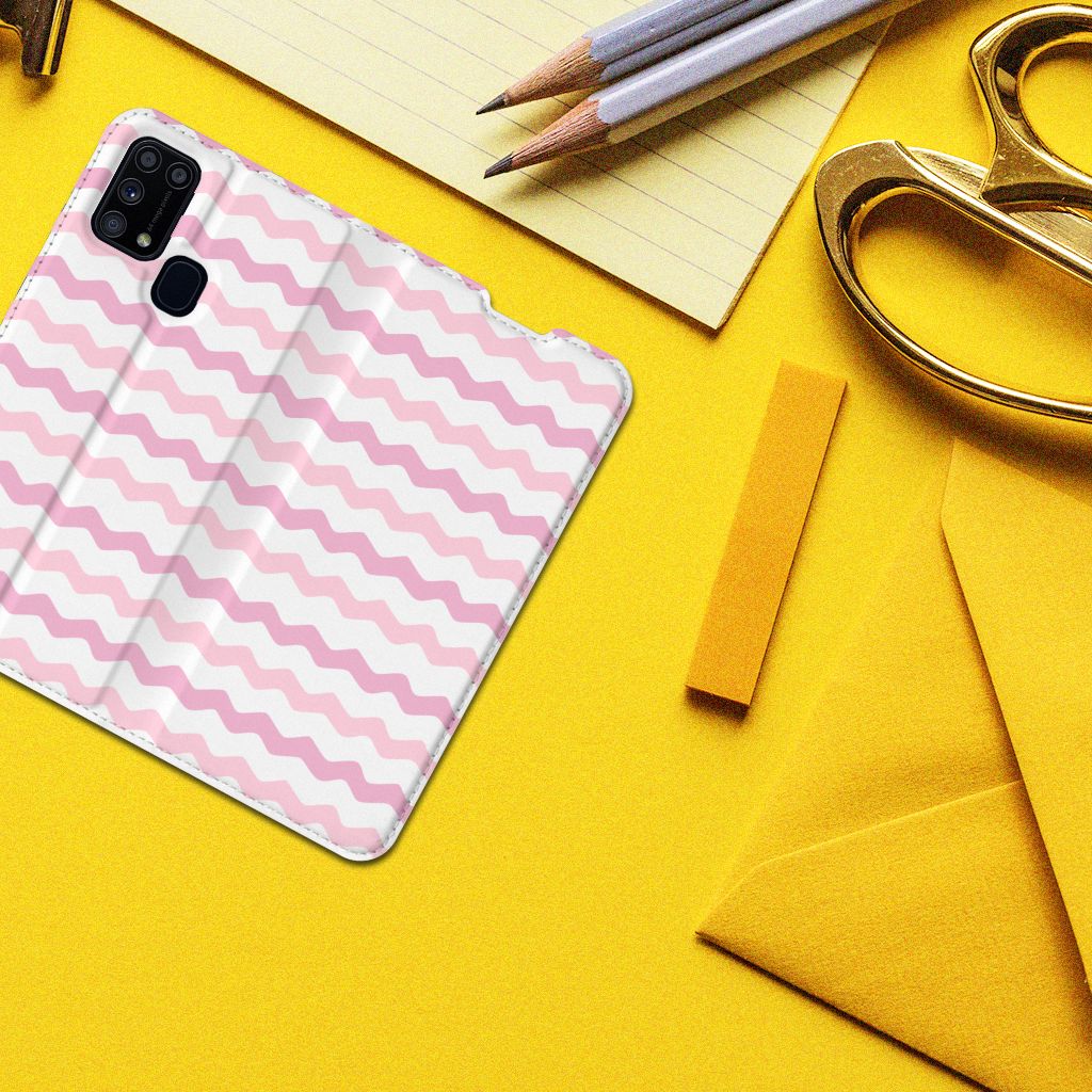 Samsung Galaxy M31 Hoesje met Magneet Waves Roze - B2C Telecom