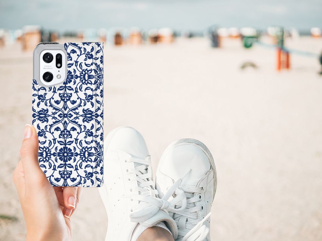 OPPO Find X5 Pro Smart Cover Flower Blue - B2C Telecom