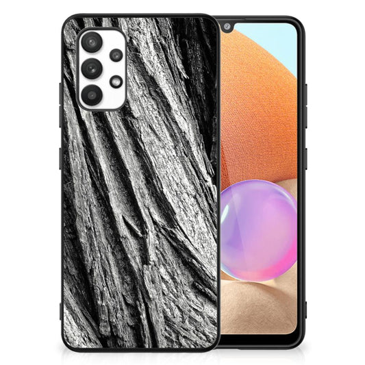 Houten Print Telefoonhoesje Samsung Galaxy A32 4G | A32 5G Enterprise Editie Boomschors Grijs B2C Telecom