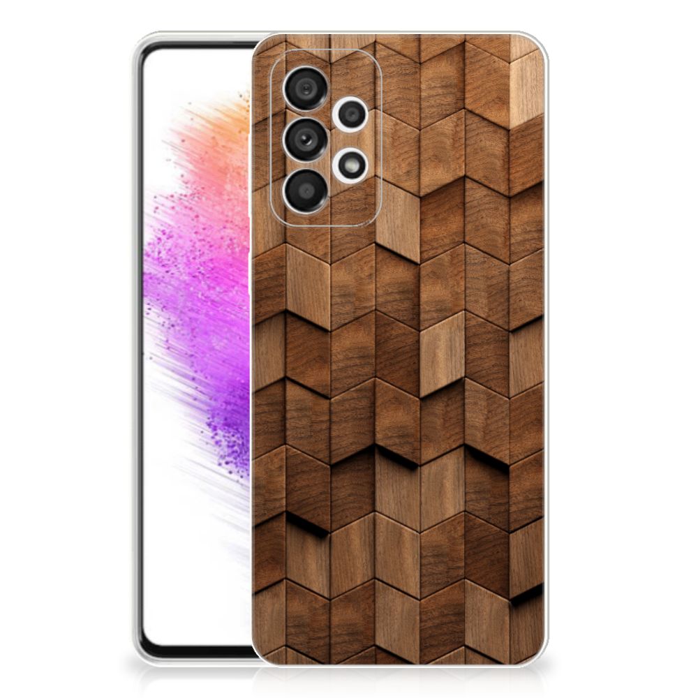 Bumper Hoesje voor Samsung Galaxy A73 5G Wooden Cubes