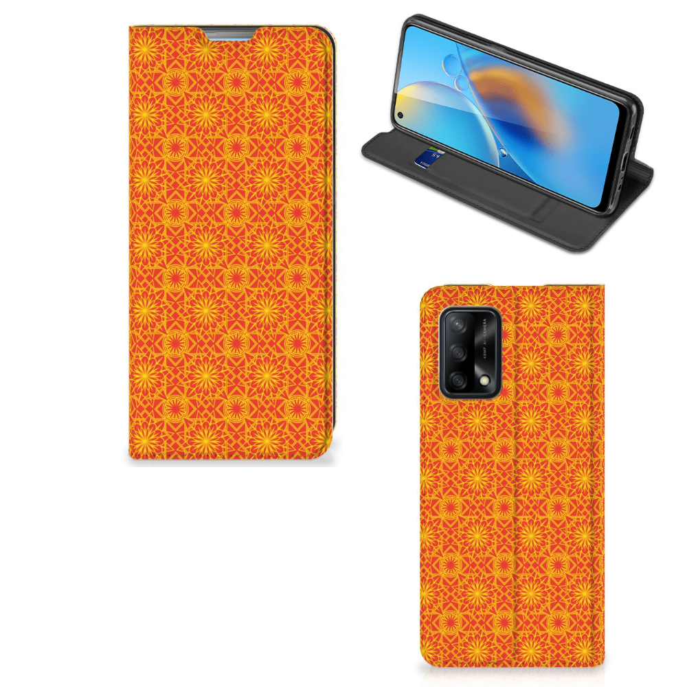 OPPO A74 4G Hoesje met Magneet Batik Oranje - B2C Telecom