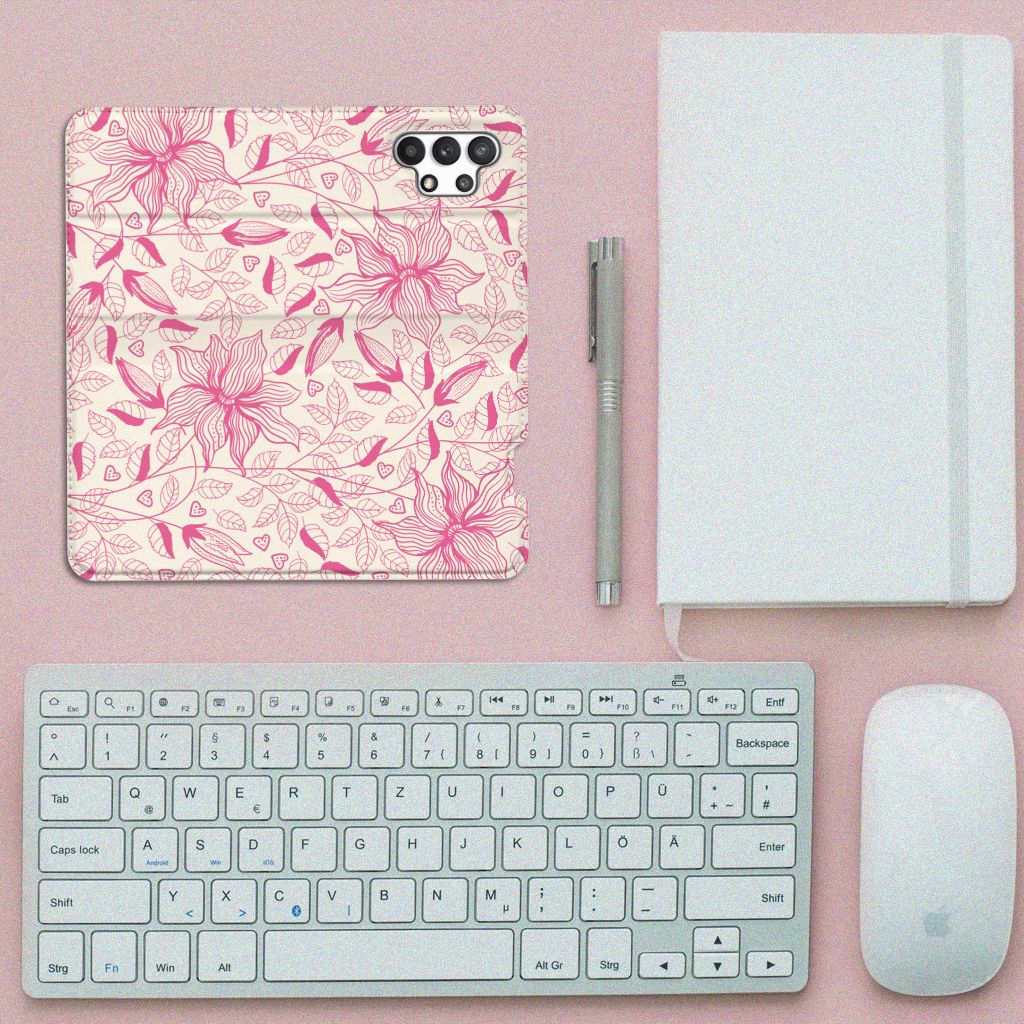 Samsung Galaxy A32 4G | A32 5G Enterprise Editie Smart Cover Pink Flowers - B2C Telecom