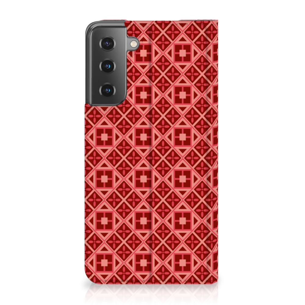 Samsung Galaxy S21 Hoesje met Magneet Batik Rood - B2C Telecom