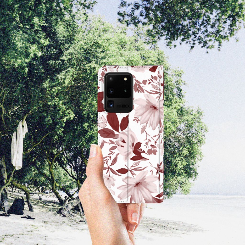 Bookcase Samsung Galaxy S20 Ultra Watercolor Flowers - B2C Telecom