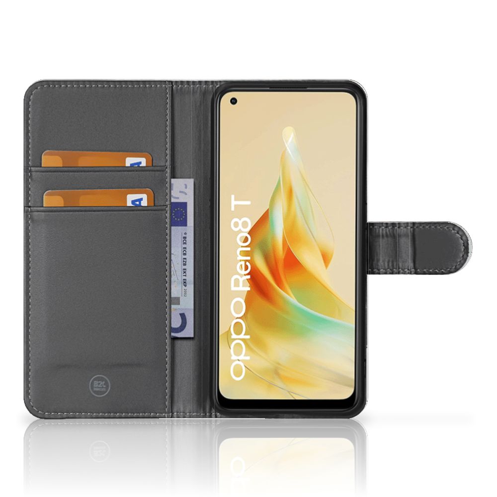 Telefoonhoesje met Pasjes OPPO Reno8 T 4G Britse Korthaar, met magnetisch lipje en ruimte voor kaarten.