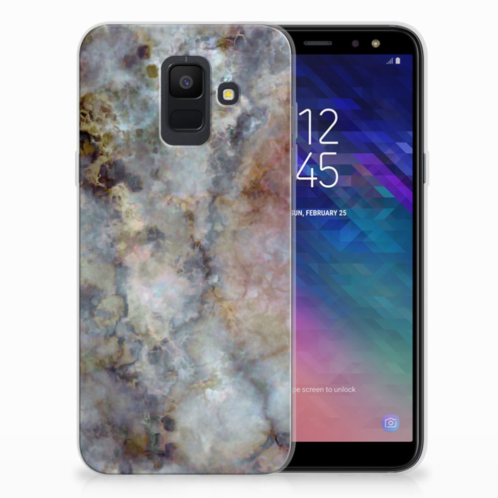 Samsung Galaxy A6 (2018) TPU Siliconen Hoesje Marmer Grijs